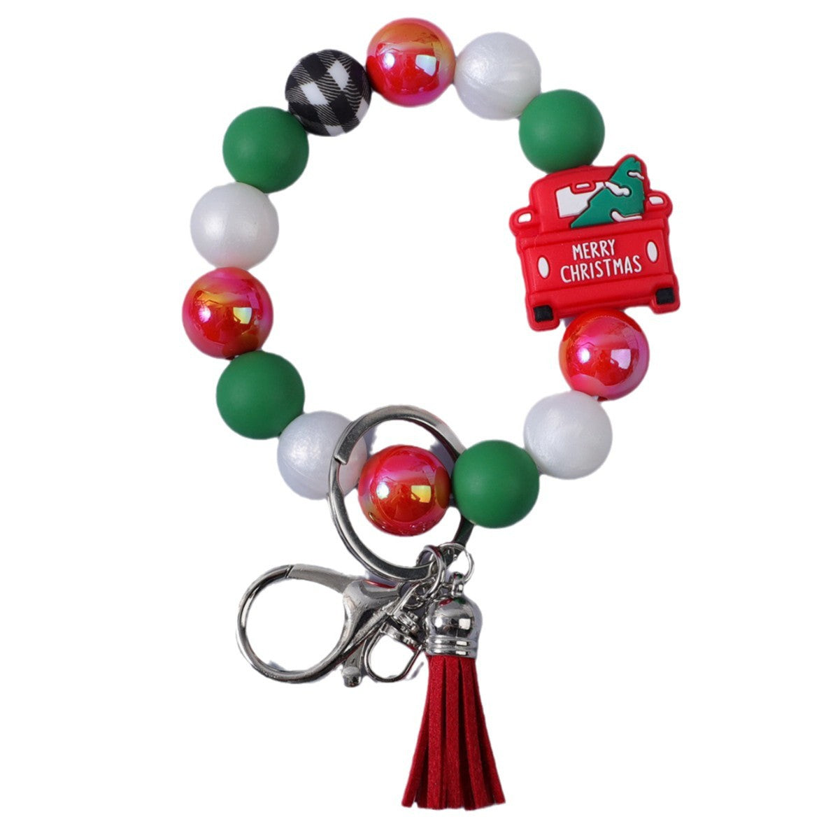 Wholesale Christmas Cute Silicone Beaded Keychain Bag Pendant Accessories Christmas Gift